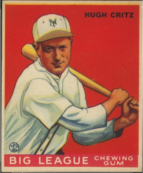 1933 Goudey #3 Hughie Critz, New York Giants