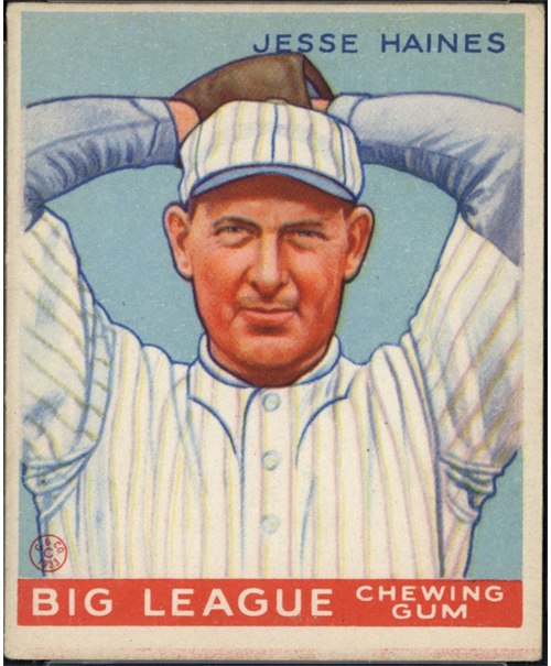 1933 Goudey #73 Jesse Haines, St. Louis Cardinals