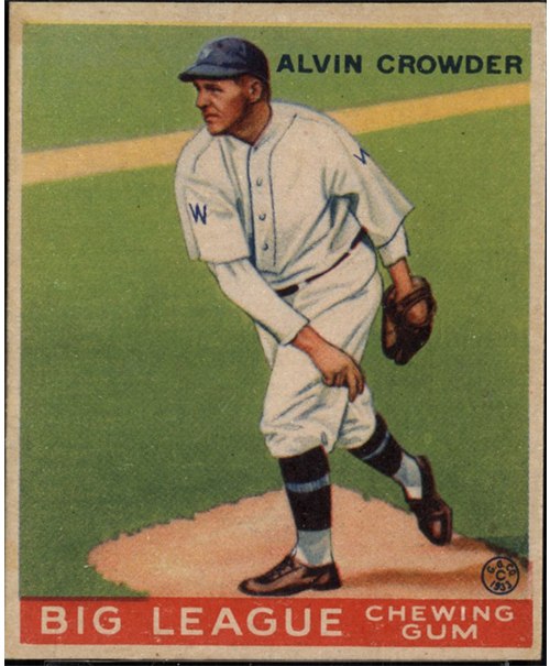 1933 Goudey #95 Alvin Crowder, Washington Senators