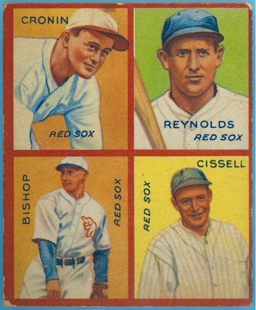 1935 Goudey 4-in-1 #6 Joe Cronin / Carl Reynolds / Max Bishop / Bill Cissell, Boston Red Sox
