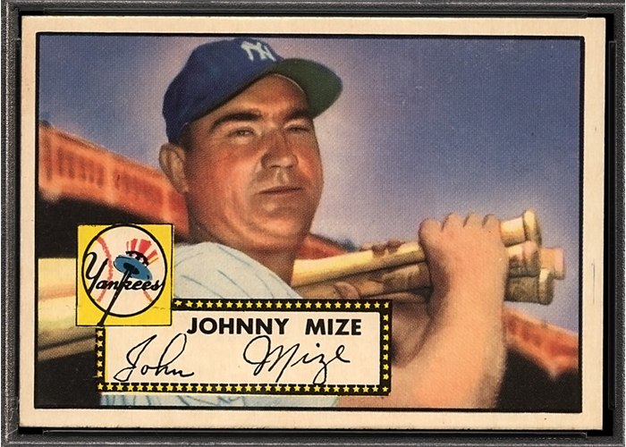 1952 Topps #129 Johnny Mize, New York Yankees (front)