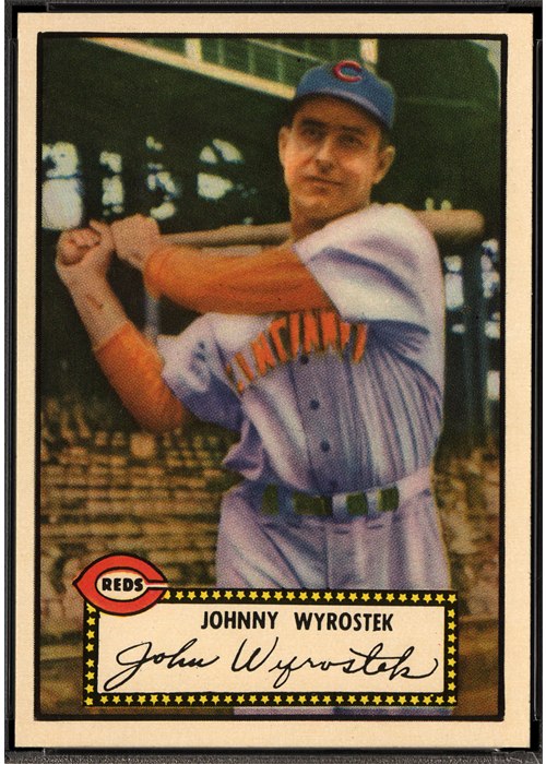 1952 Topps #13 Johnny Wyrostek, Cincinnati Reds (front)