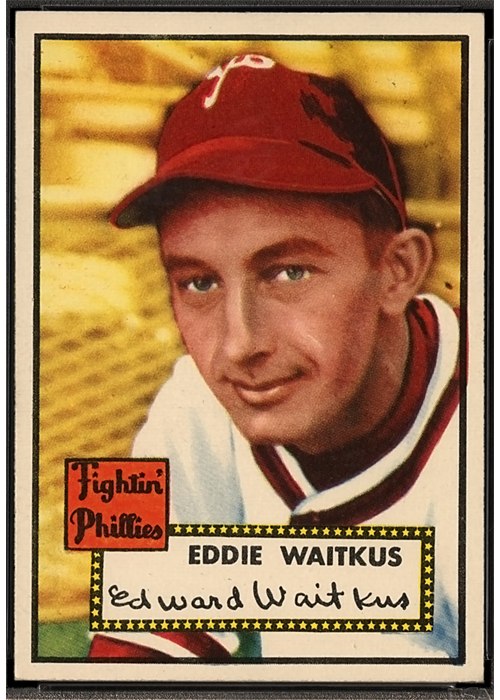 1952 Topps #158 Eddie Waitkus, Philadelphia Phillies (front)