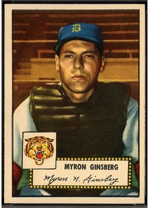 1952 Topps #192 Myron Ginsberg, Detroit Tigers (front)