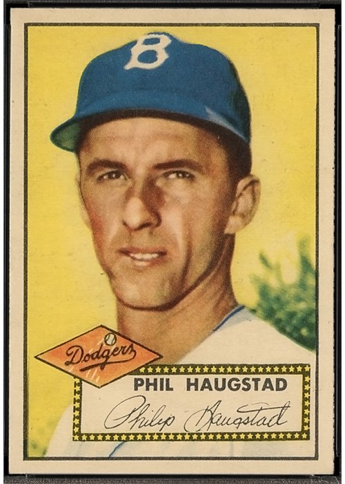 1952 Topps #198 Phil Haugstad, Brooklyn Dodgers (front)
