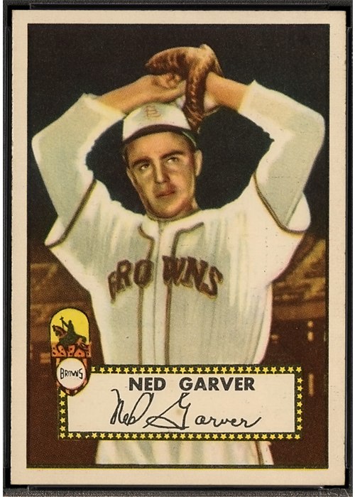 1952 Topps #212 Ned Garver, St. Louis Browns (front)
