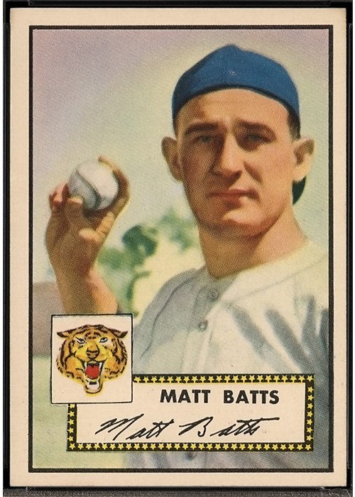 1952 Topps #230 Matt Batts, Detroit Tigers (front)