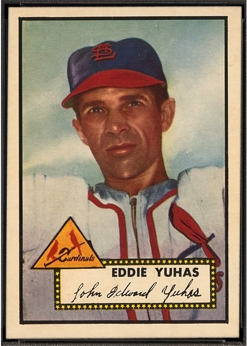 1952 Topps #386 Eddie Yuhas, St. Louis Cardinals (front)