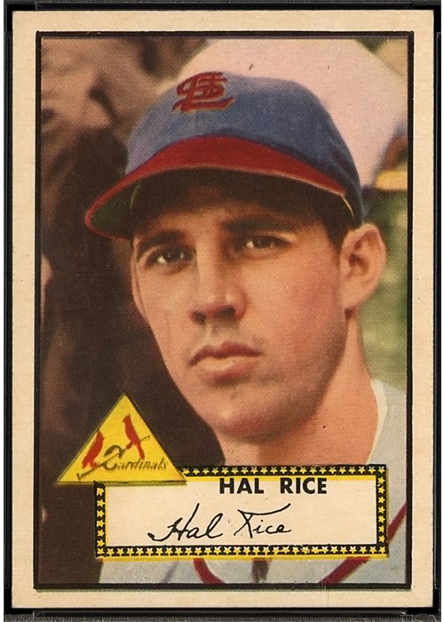 1952 Topps #398 Hal Rice, St. Louis Cardinals (front)