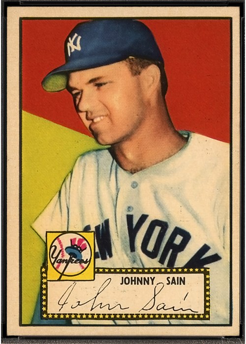 1952 Topps #49 Johnny Sain, New York Yankees (front)