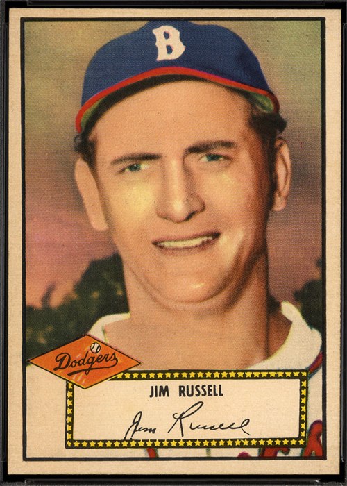 1952 Topps #51 Jim Russell, Brooklyn Dodgers (front)