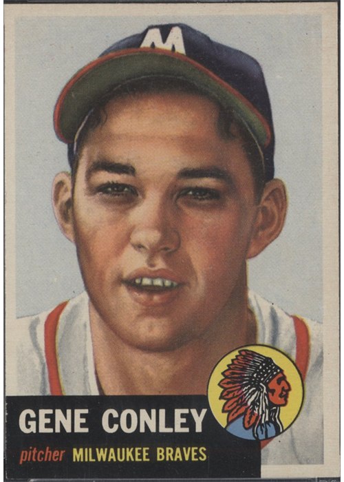 1953 Topps #215 Gene Conley, Milwaukee Braves