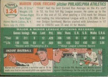 1954 Topps #124 Marion Fricano (back)