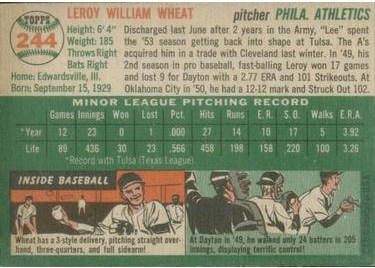 1954 Topps #244 Leroy Wheat (back)