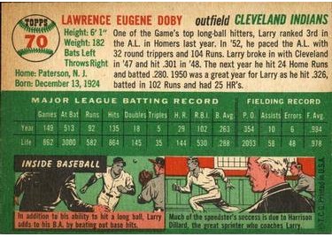 1954 Topps #70 Larry Doby (back)