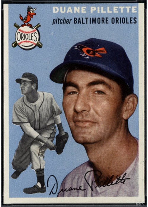 1954 Topps #107 Duane Pillette, Baltimore Orioles (front)