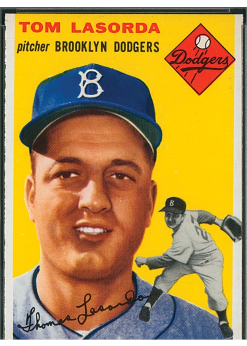 1954 Topps #132 Tom Lasorda, Brooklyn Dodgers (front)