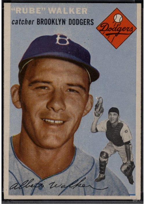 1954 Topps #153 Rube Walker, Brooklyn Dodgers (front)
