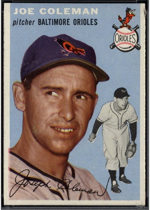 1954 Topps #156 Joe Coleman, Baltimore Orioles (front)