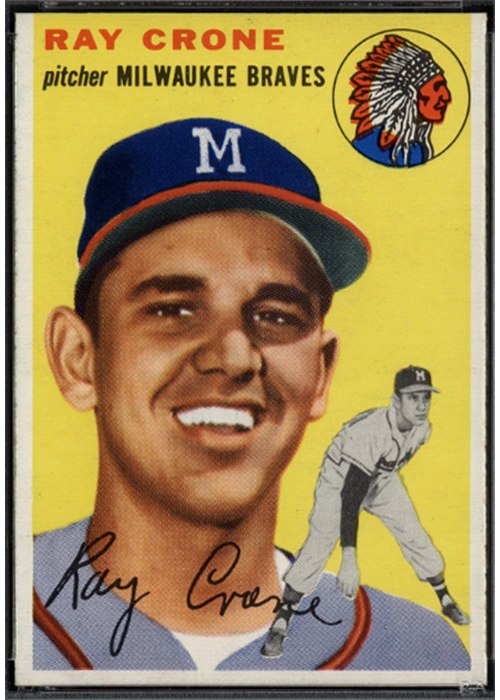 1954 Topps #206 Ray Crone, Milwaukee Braves (front)