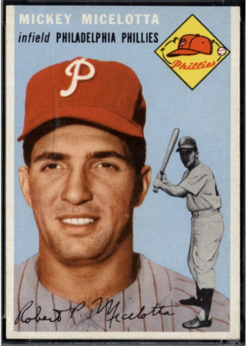 1954 Topps #212 Mickey Micelotta, Philadelphia Phillies (front)