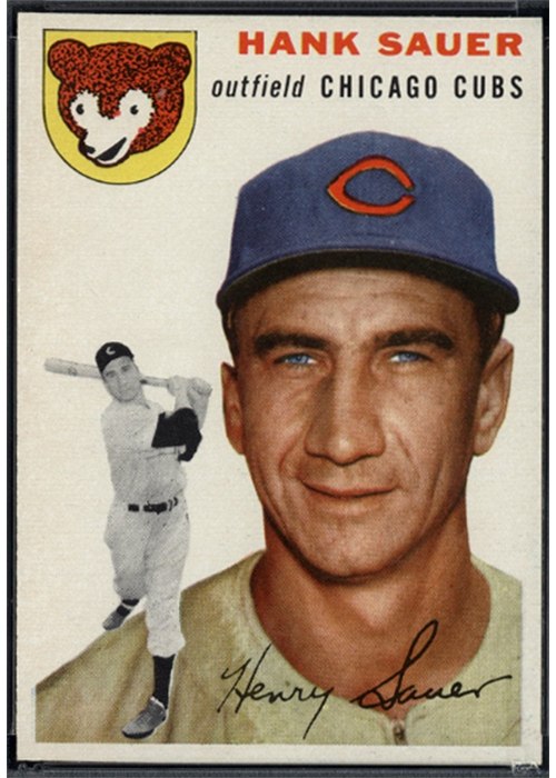 1954 Topps #4 Hank Sauer, Chicago Cubs (front)