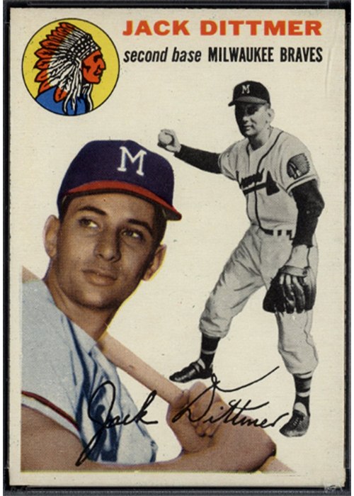 1954 Topps #53 Jack Dittmer, Milwaukee Braves (front)