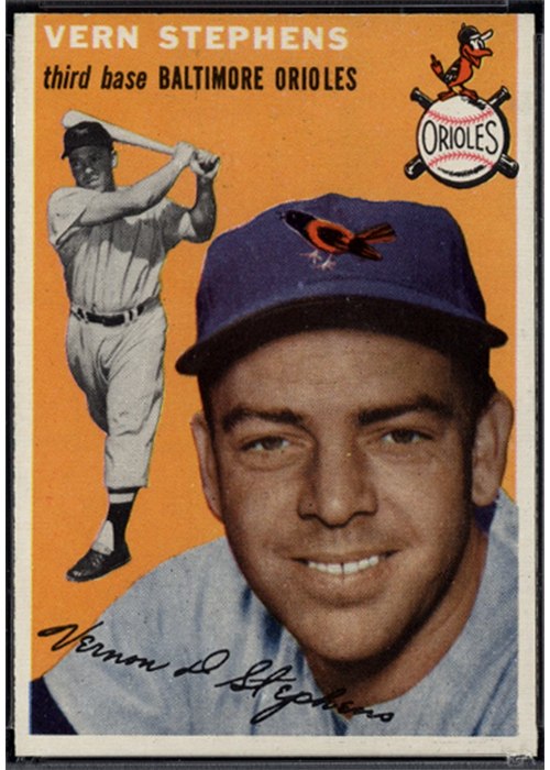 1954 Topps #54 Vern Stephens, Baltimore Orioles (front)