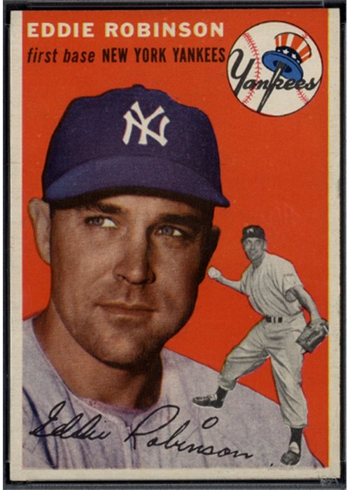 1954 Topps #62 Eddie Robinson, New York Yankees (front)