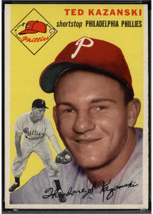 1954 Topps #78 Ted Kazanski, Philadelphia Phillies (front)