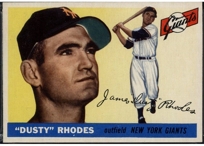1955 Topps #1 Dusty Rhodes, New York Giants (front)