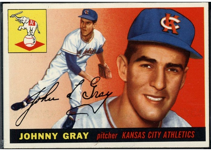 1955 Topps #101 Johnny Gray, Kansas City Athletics (front)