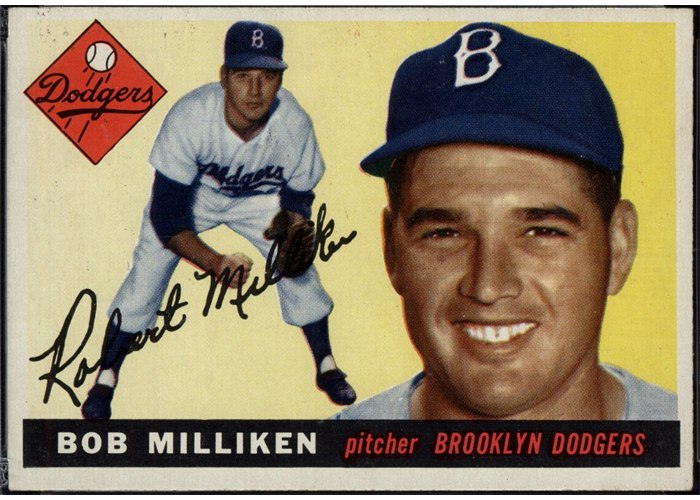 1955 Topps #111 Bob Milliken, Brooklyn Dodgers (front)