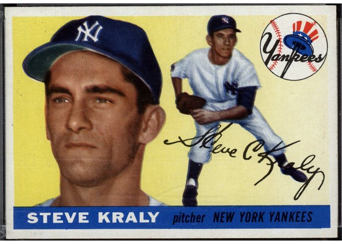 1955 Topps #139 Steve Kraly, New York Yankees (front)