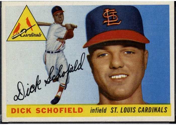 1955 Topps #143 Dick Schofield, St. Louis Cardinals (front)