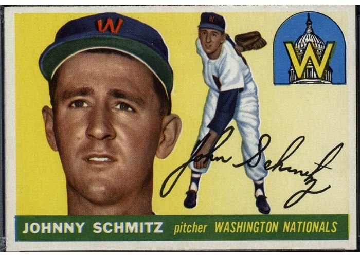1955 Topps #159 Johnny Schmitz, Washington Senators (front)