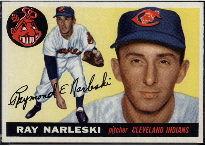 1955 Topps #160 Ray Narleski, Cleveland Indians (front)