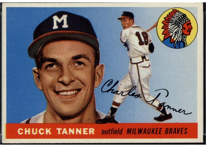 1955 Topps #161 Chuck Tanner, Milwaukee Braves (front)