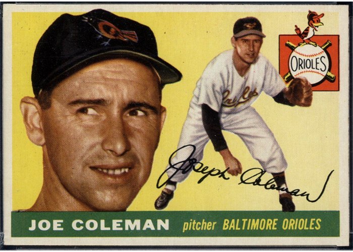 1955 Topps #162 Joe Coleman, Baltimore Orioles (front)