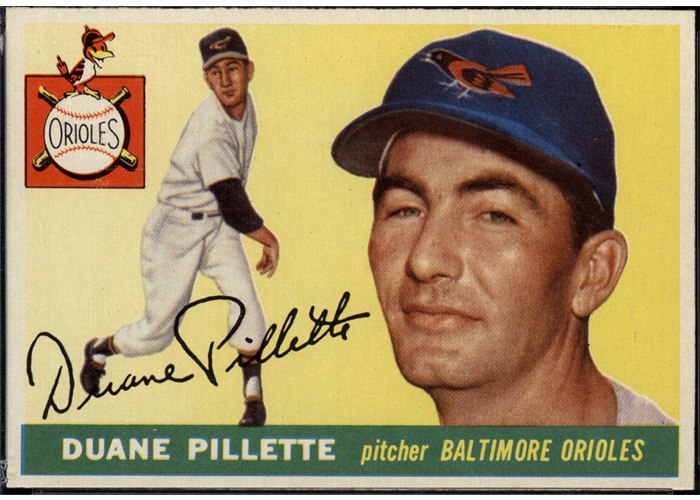 1955 Topps #168 Duane Pillette, Baltimore Orioles (front)