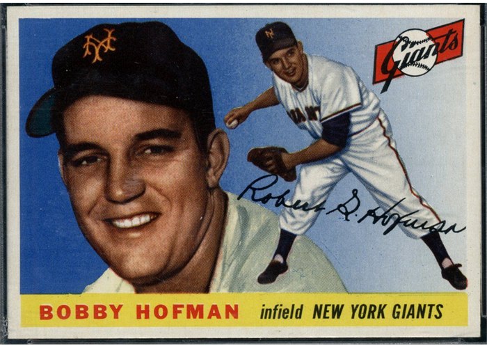1955 Topps #17 Bobby Hofman, New York Giants (front)