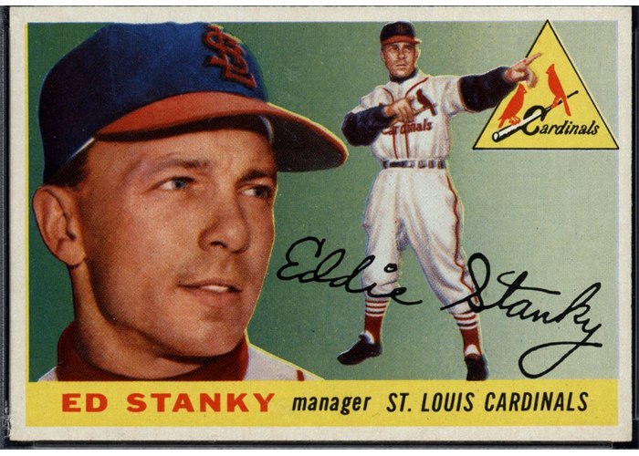 1955 Topps #191 Eddie Stanky, St. Louis Cardinals (front)