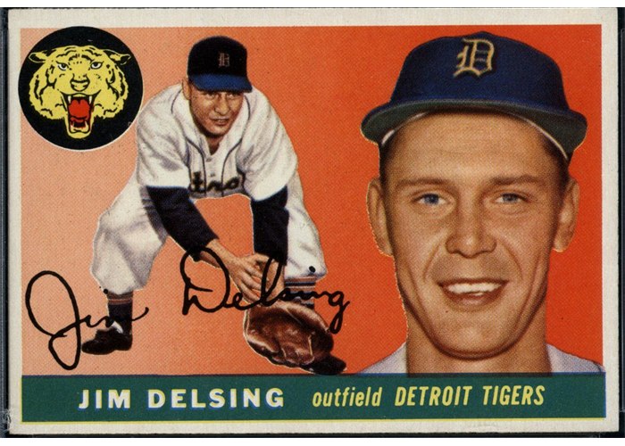 1955 Topps #192 Jim Delsing, Detroit Tigers (front)