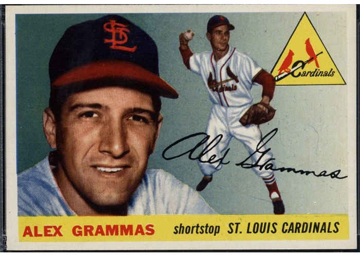 1955 Topps #21 Alex Grammas, St. Louis Cardinals (front)