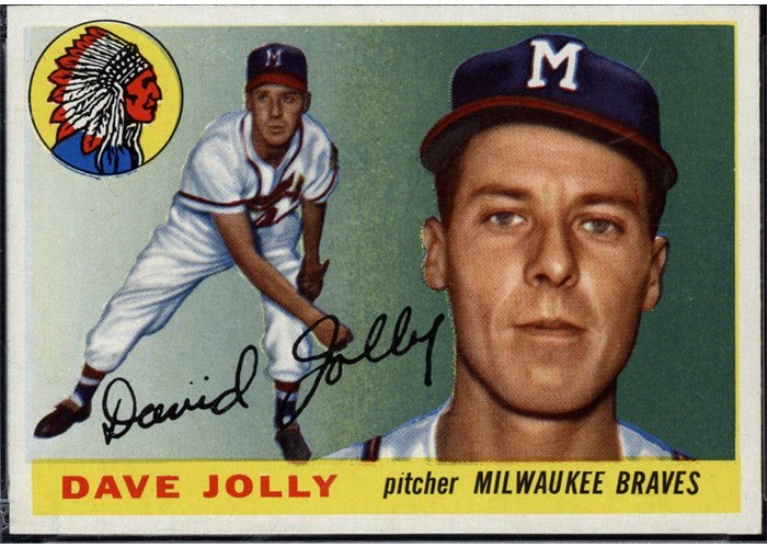 1955 Topps #35 Dave Jolly, Milwaukee Braves (front)