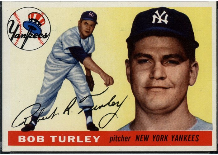 1955 Topps #38 Bob Turley, New York Yankees (front)