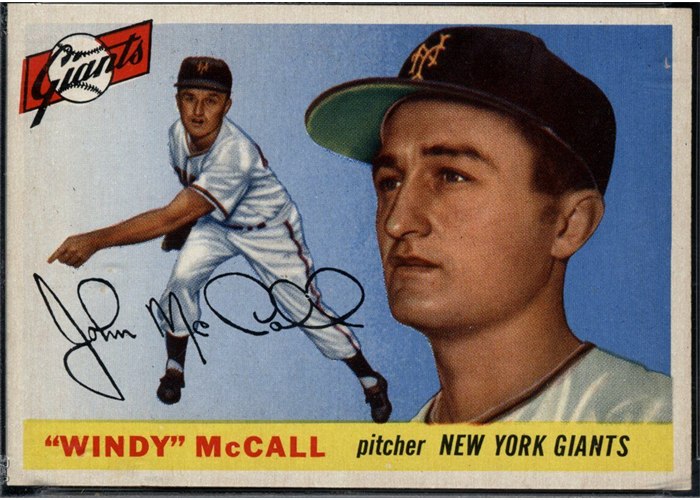 1955 Topps #42 Windy McCall, New York Giants (front)