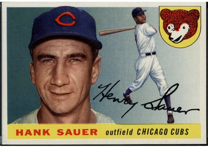 1955 Topps #45 Hank Sauer, Chicago Cubs (front)