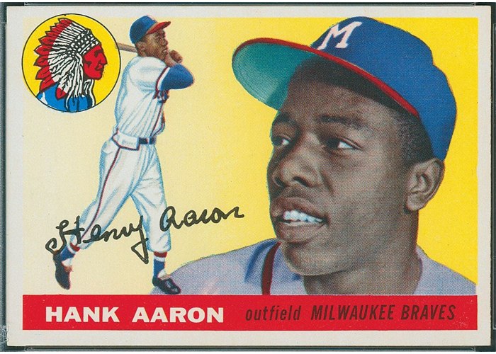 1955 Topps #47 Hank Aaron, Milwaukee Braves (front)