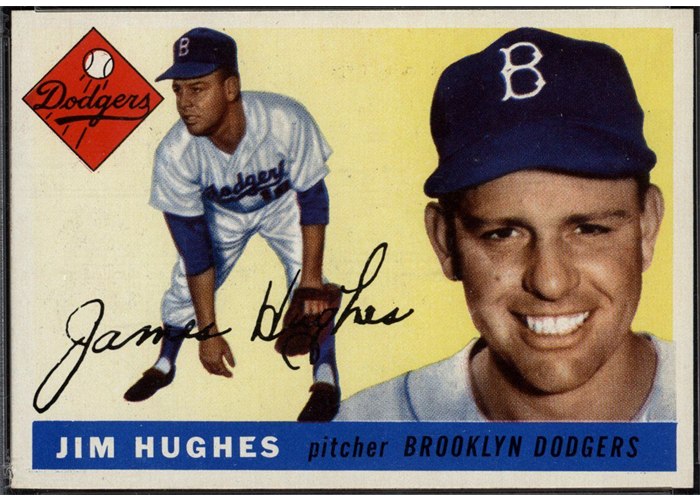1955 Topps #51 Jim Hughes, Brooklyn Dodgers (front)